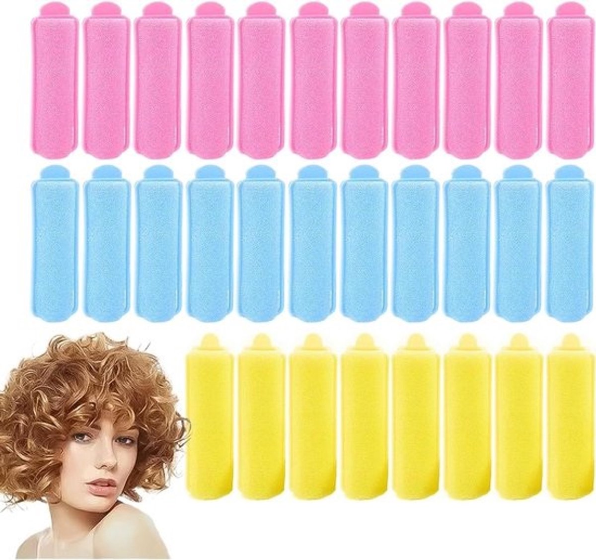 Inovra Plus - Schuimspons krulspelden set van 36 stuks voor zachte en hittevrije haarstyling - ideaal voor vrouwen en kinderen met krullend haar