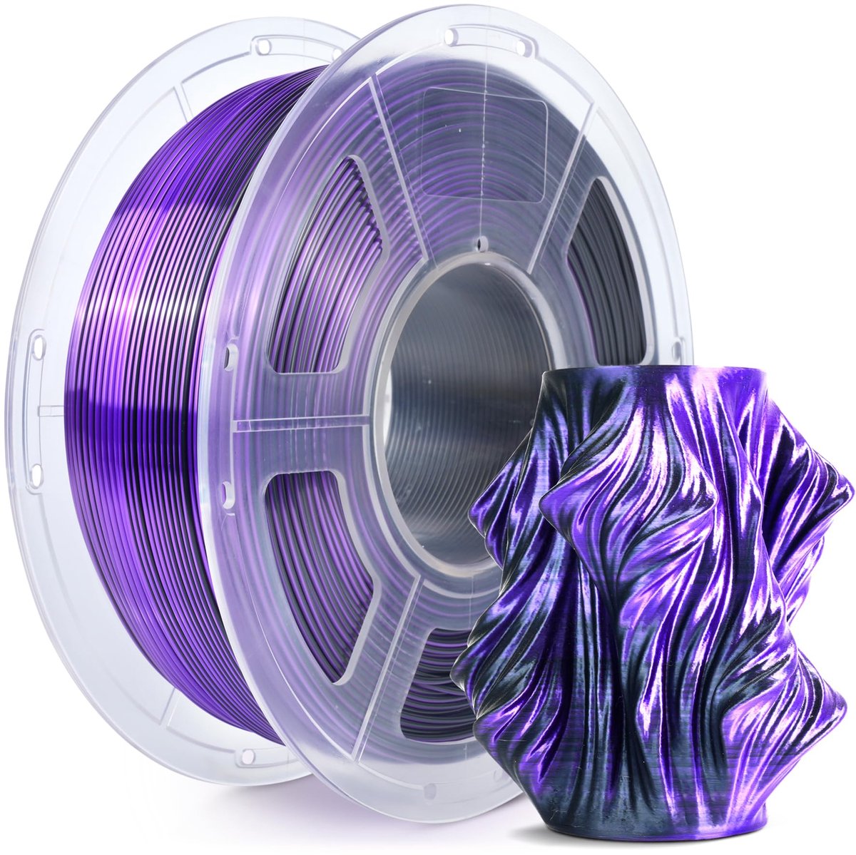 SUNLU Silk Dual Color PLA PLUS filament, glanzend Pla+ filament 1,75 mm, glanzende zijdetextuur, 360° spin onthult - ShopVlot