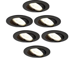 Ledvion - 6X LED Inbouwspot Amsterdam - Wit - Dimbaar - 3W - 2700K - Ø82 mm