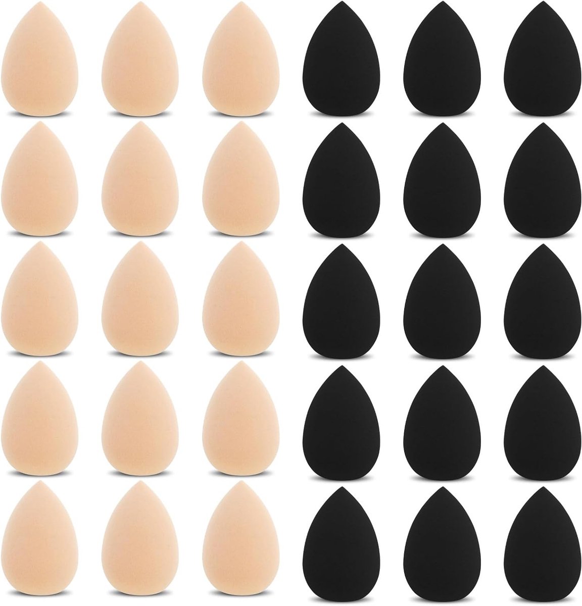 30 Stuks Mini Makeup Sponzen voor Foundation, Poeder en Crème - Zwarte en Huidkleurige Varianten