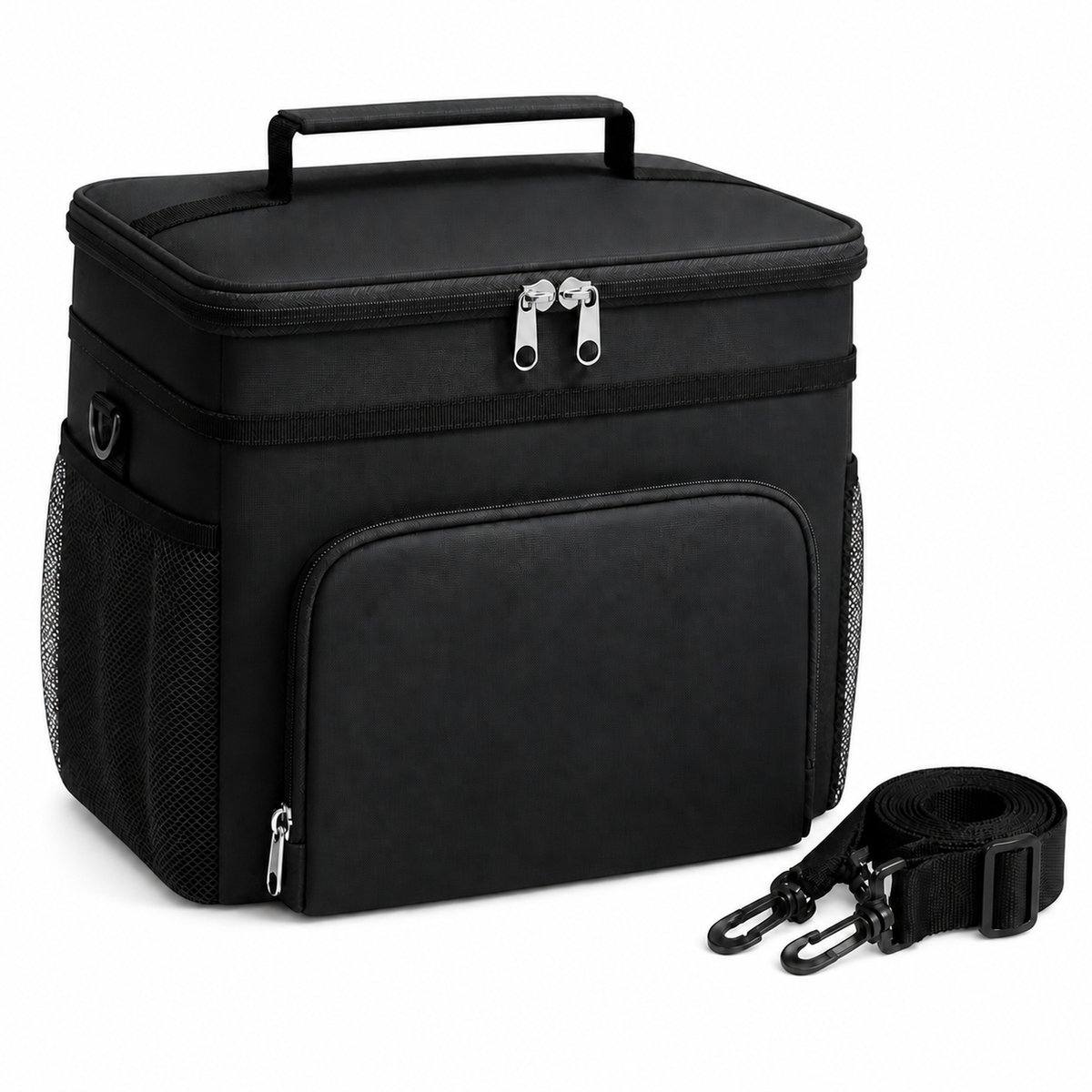 JustValue Koeltas met Schouderband - 9 Liter - 4 Vakken - Zwart