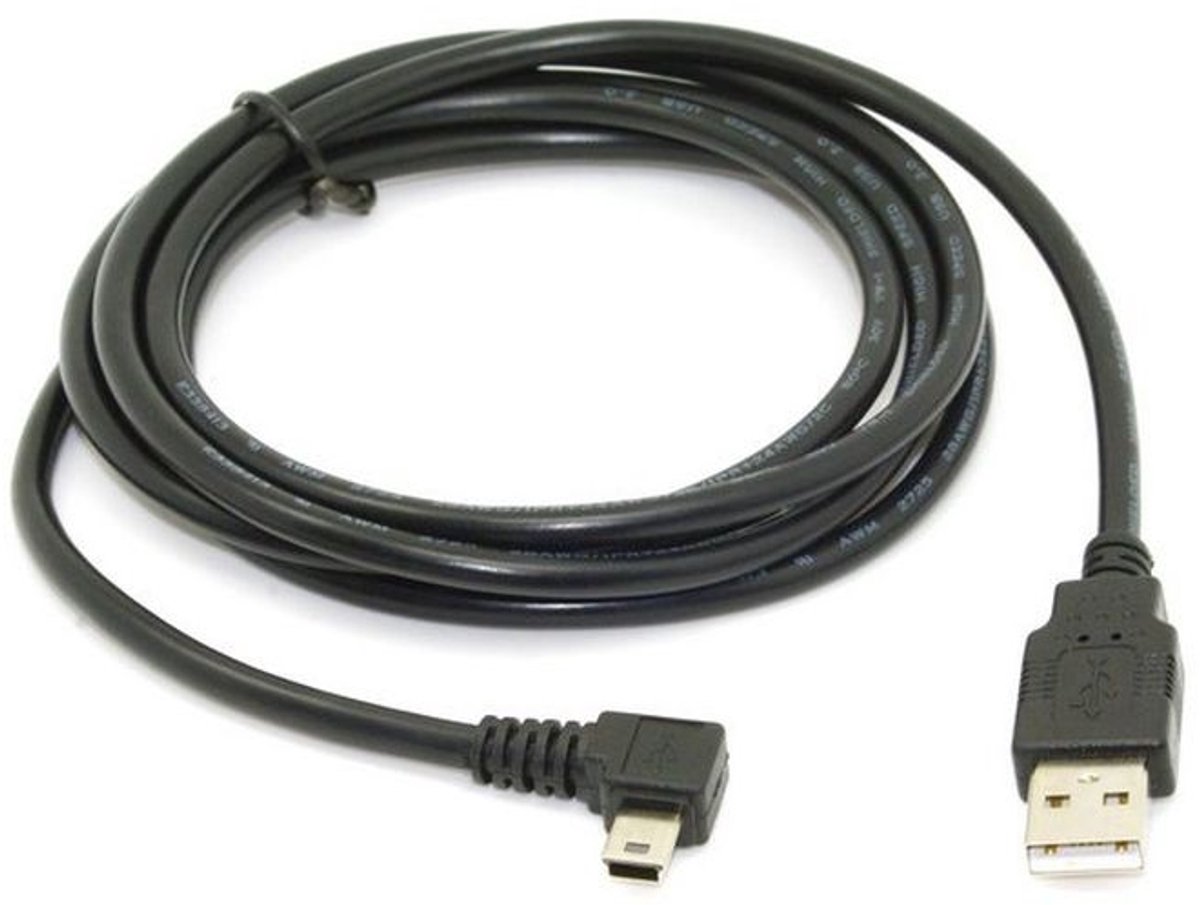 Haakse Mini USB naar USB Kabel 1.8M - Rechts