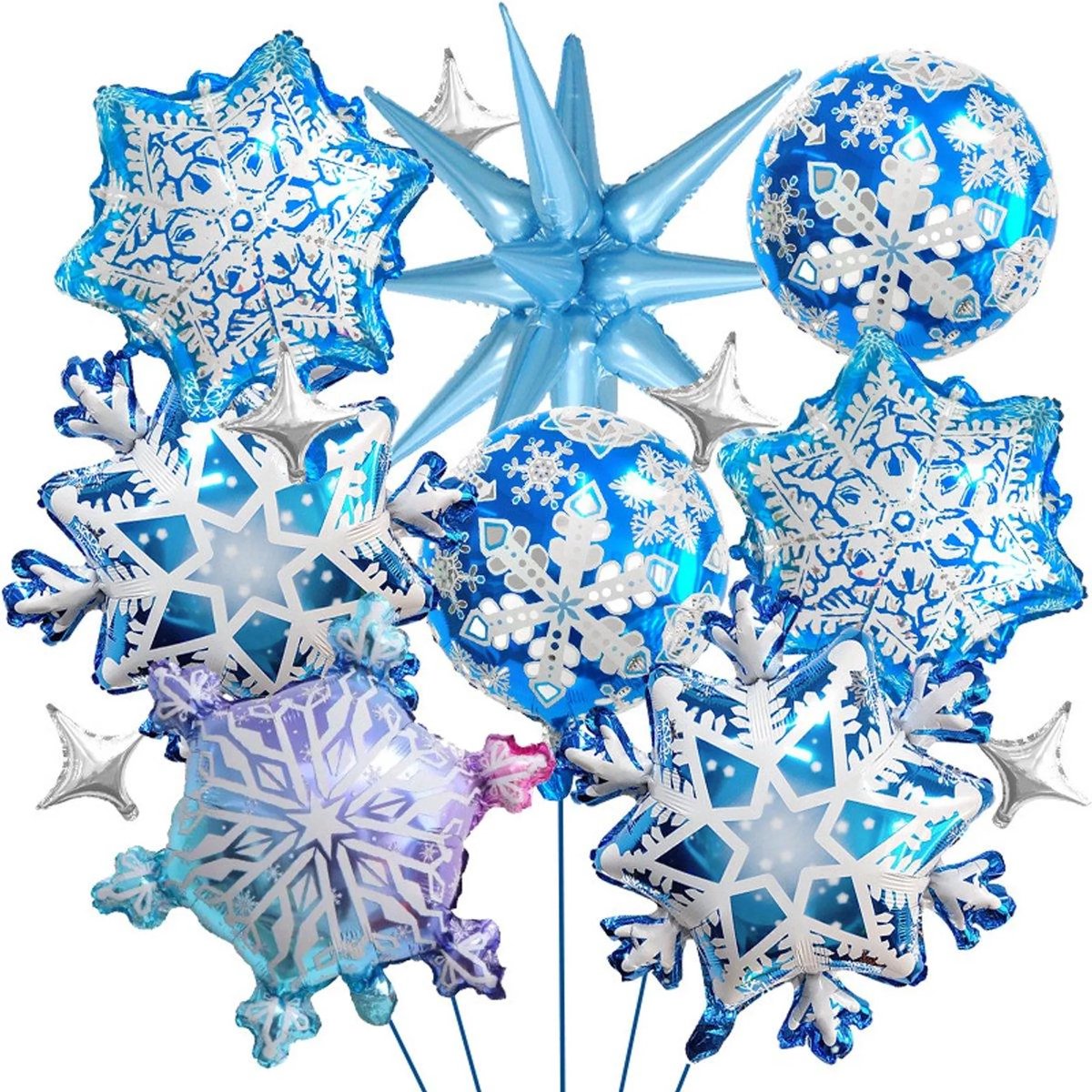 casalora - Ballonnen voor een verjaardagsfeest met sneeuw- en ijsthema - 13 Stuks Aluminiumfolieballonnen - Kinderfeestje Meisje - Feest Versiering - Cadeau