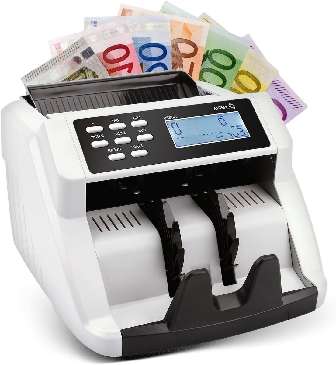 Geldtelmachine - Bankbiljet Teller - Snel Geld Tellen - Gemengde Valuta Teller - 325 x 244 x 154 mm - Zilver/Zwart