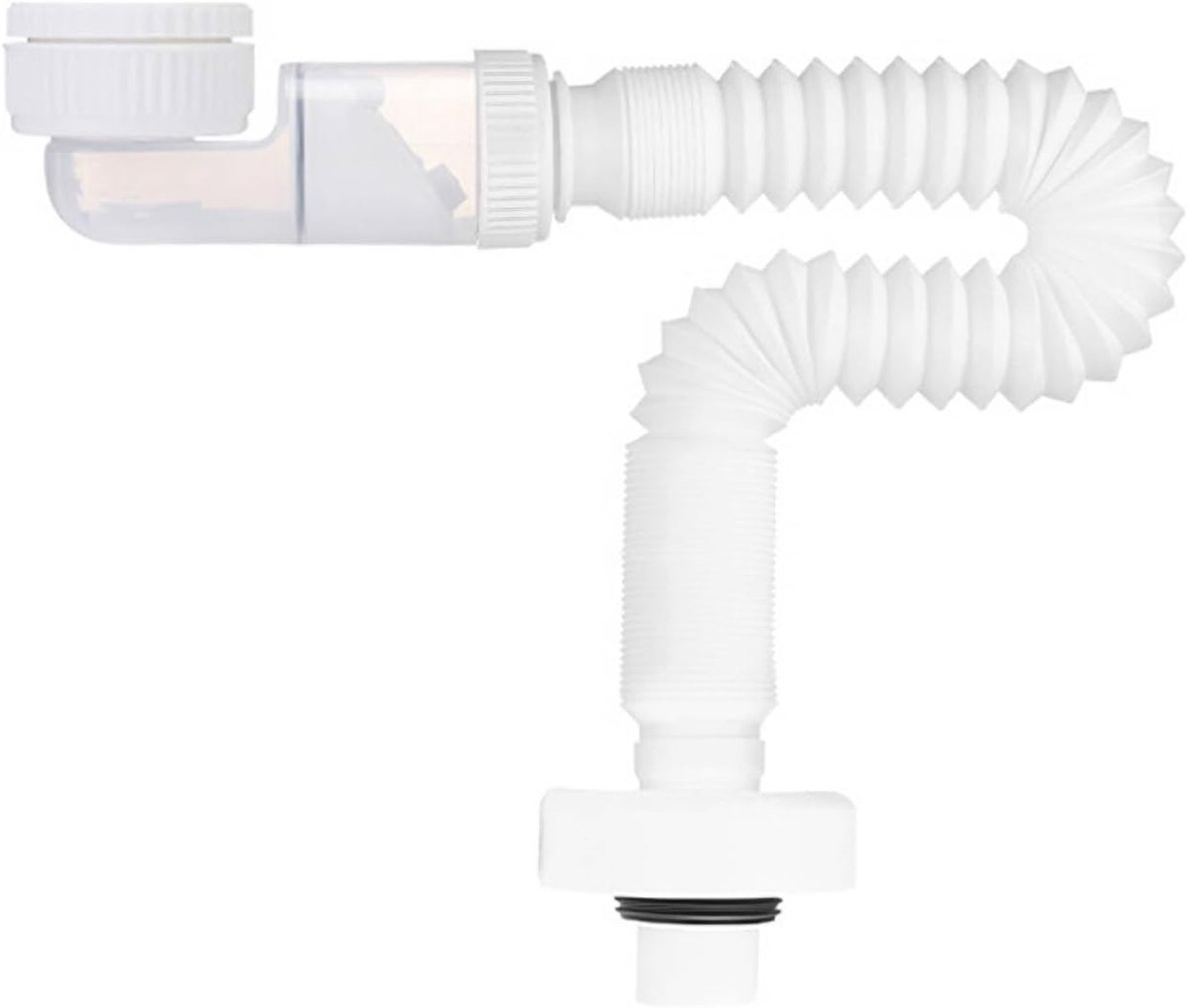 Ruimtebesparende Sifon 1 1/4 Inch, 360° Verstelbare Afvoerbuis, Geurvrije Flexibele Sifon voor Wasbak, Wasmachine en Badkamer