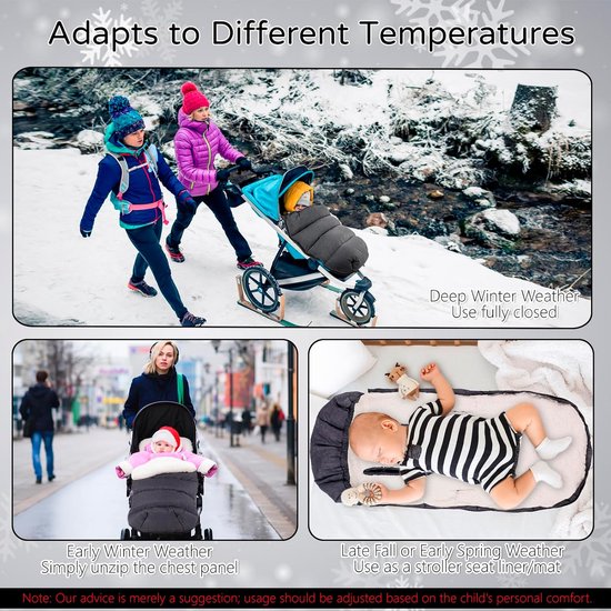 Baby voetenzak - Kinderwagen zak - Warmte bieden - Versterkt katoenfleece - 100 cm - Grijs — afbeelding 2
