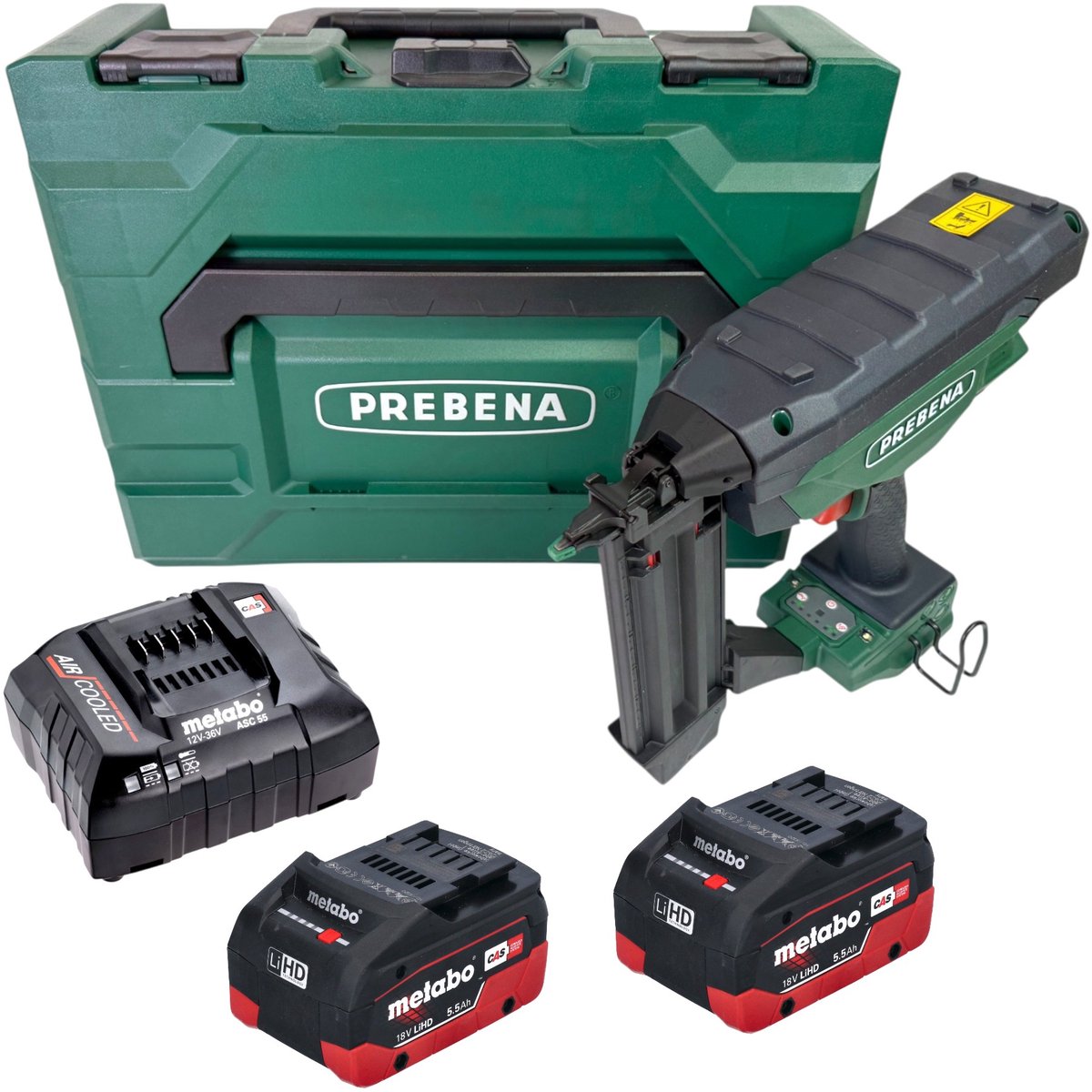 Prebena PKT-3-J55 accu-spijkermachine 18 V 16 - 55 mm CAS + 2x LiHD-accu 5,5 Ah + oplader
