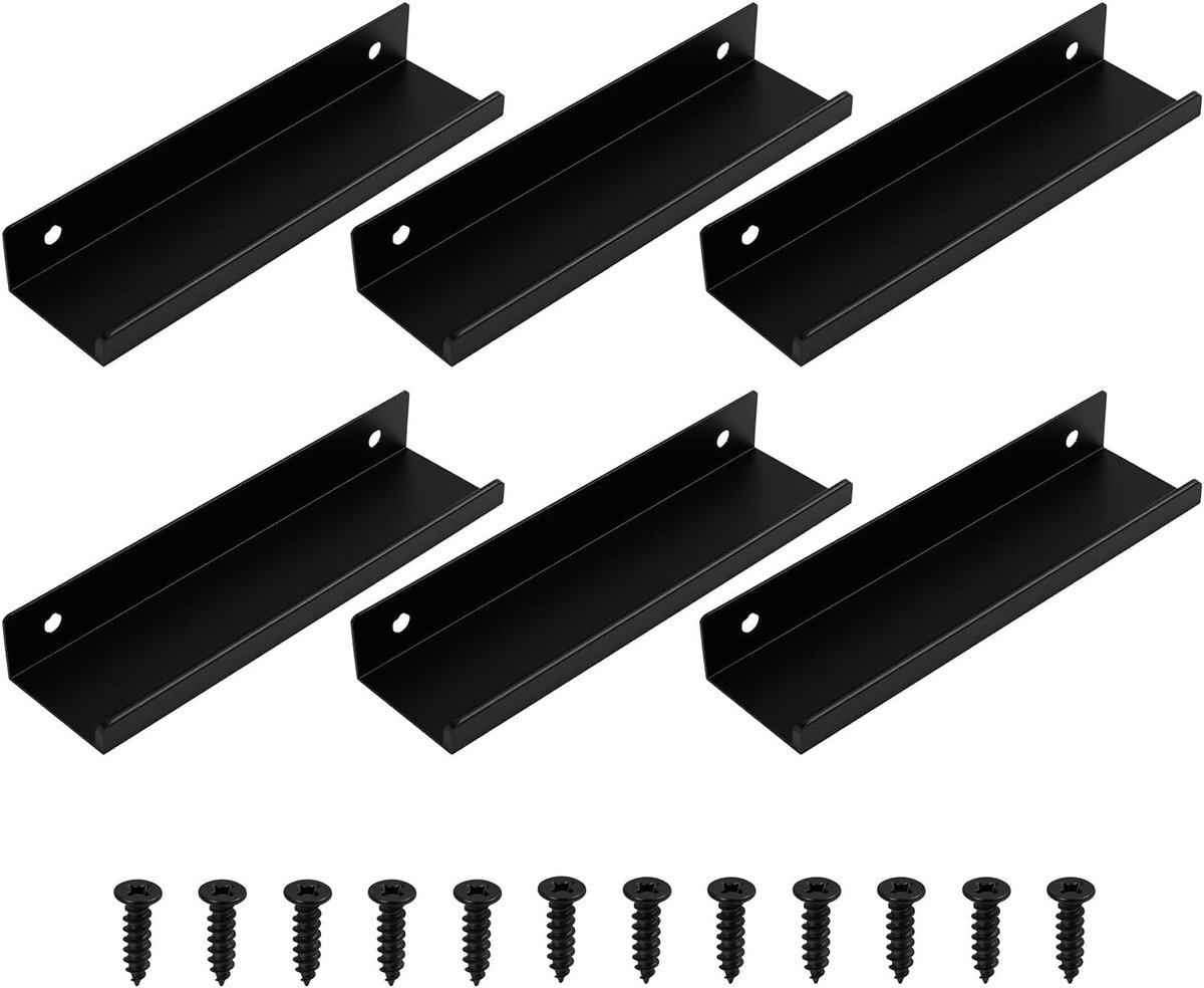 Zwarte Metalen Wandplanken voor Vinyl, LP's, CD's en Tijdschriften - Minimalistische Oplossing voor Thuisopslag en Decoratie