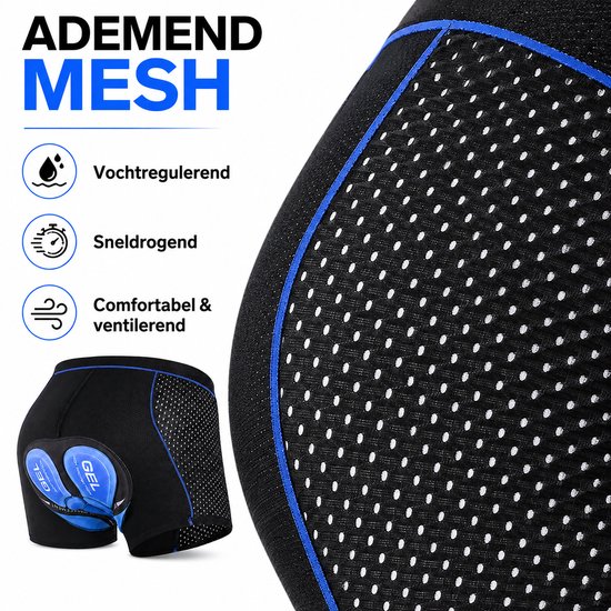 Geweo Mountainbike Onderbroek-Fietsbroek-MTB Broek-Fiets Sportonderbroek Voor Heren/Dames -Mesh-5D Gel Pad Shockproof-Shockproof Sportonderbroek - Ademend & Comfortabel-Zwart Blauw-Maat L — afbeelding 5