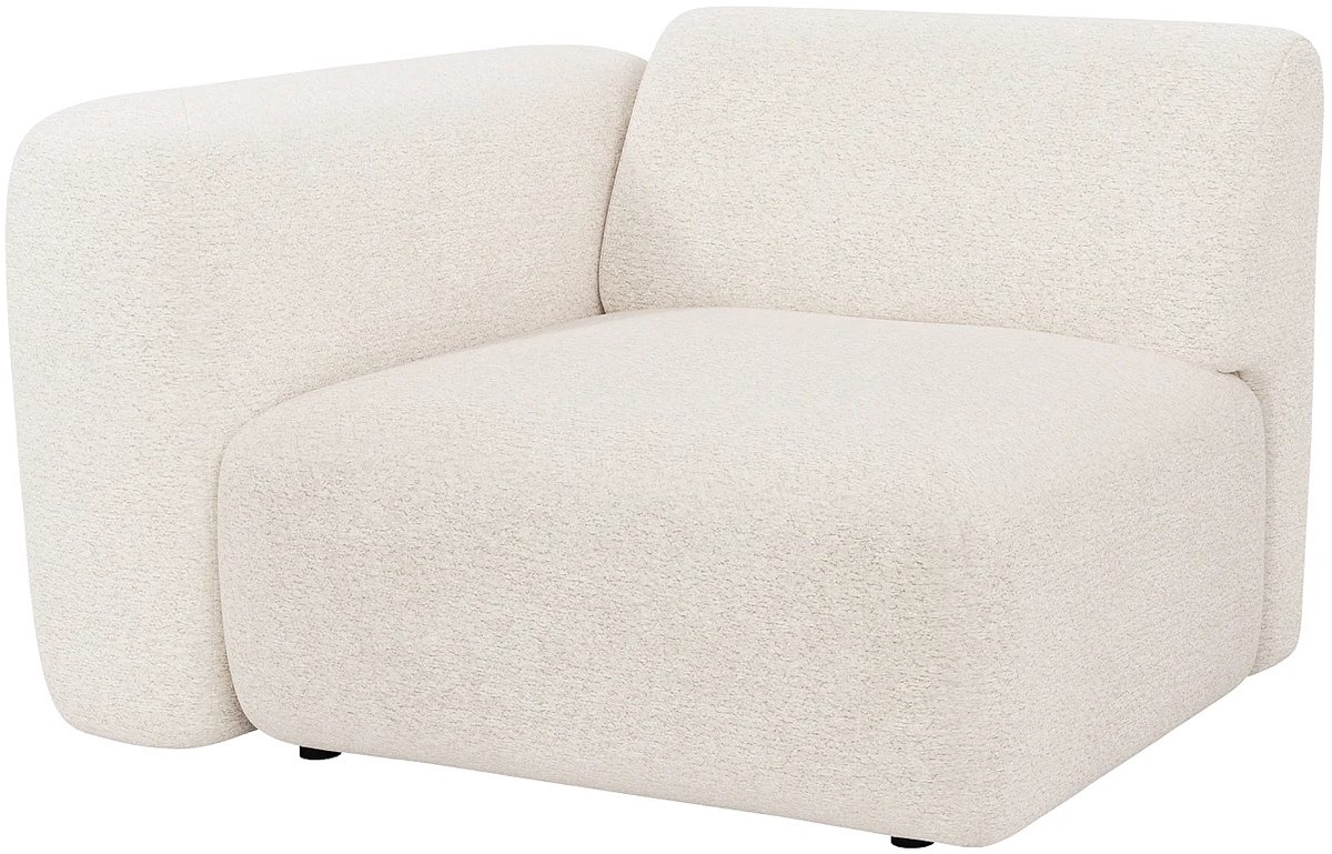 Vente-unique Hoekmodule fauteuil links - Boucléstof - Wit - Maison Céphy POGNI