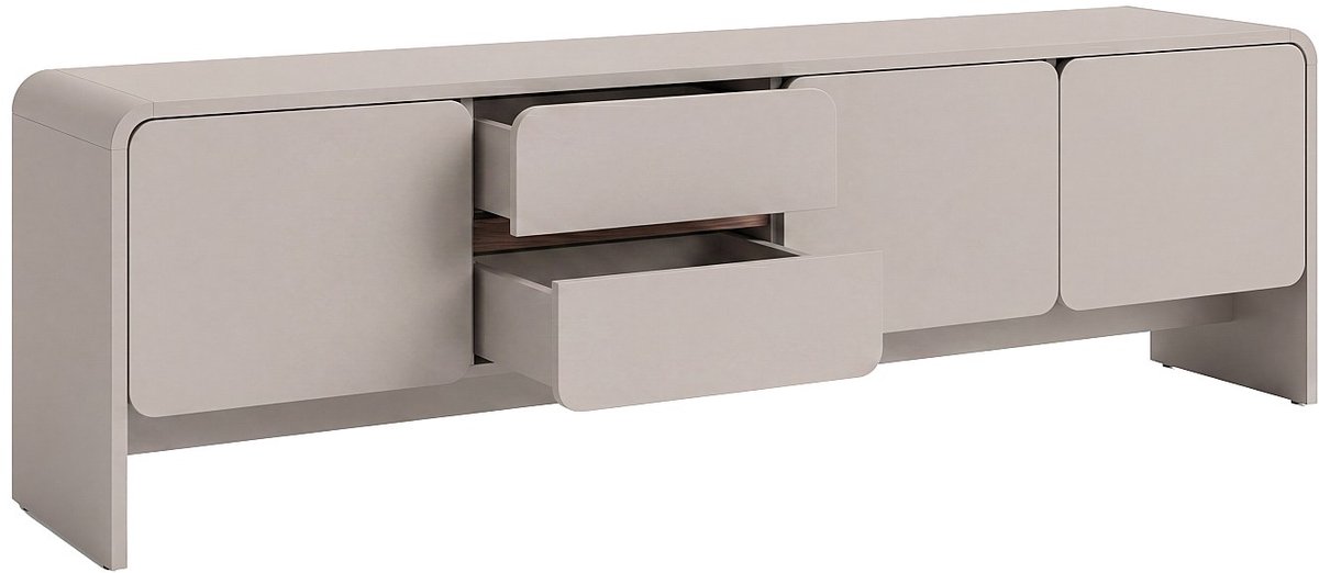 Vente-unique Laag tv-meubel met 3 deuren en 2 lades - Beige en donker naturel DYSARA