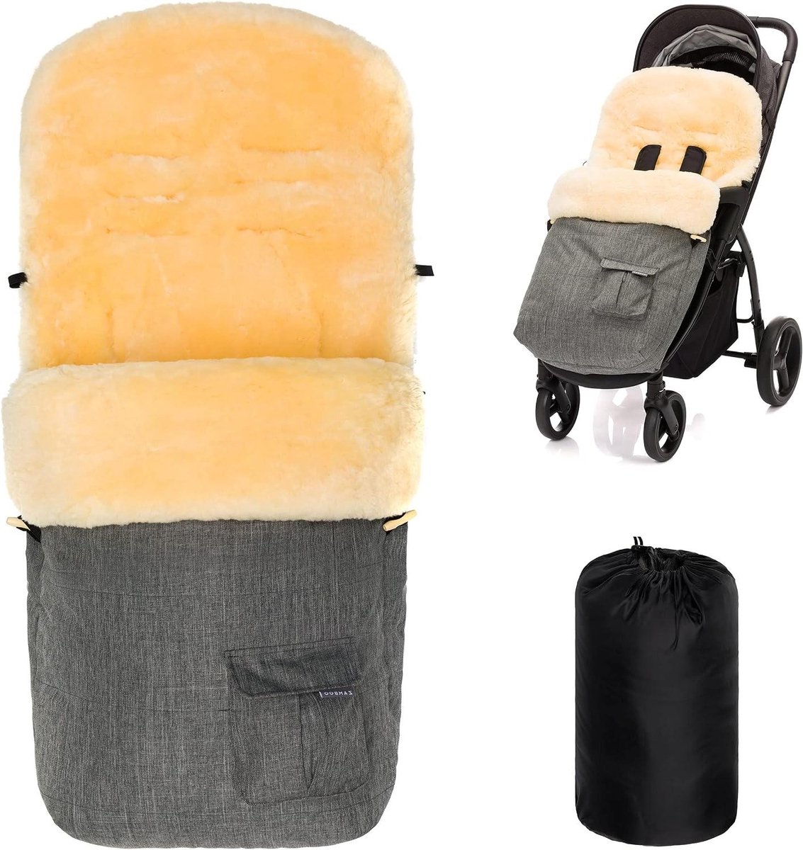 Lamsvel Voetenzak - Baby Topper - Warmte en Comfort - Ademend Natuurlijk Materiaal - 100 x 50 cm - Grijs