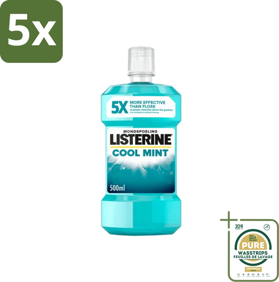 5 x Listerine – Mondwater – Cool Mint – Verfrissende adem – 500 ml - Grootverpakking - Koffiezetapparaat
