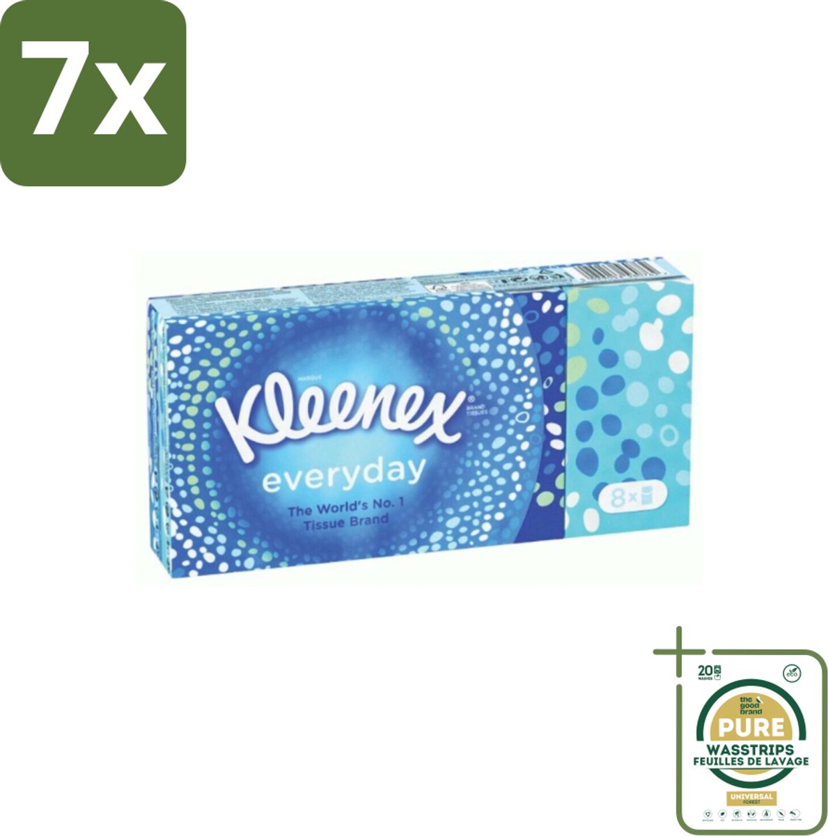 7 x Kleenex - Zakdoekjes - Everyday - 8 Pakjes Zakdoekjes - Grootverpakking - Zakdoekjes - Schoonmaak - Reinigen - Vlekken - Dagelijks Gebruik