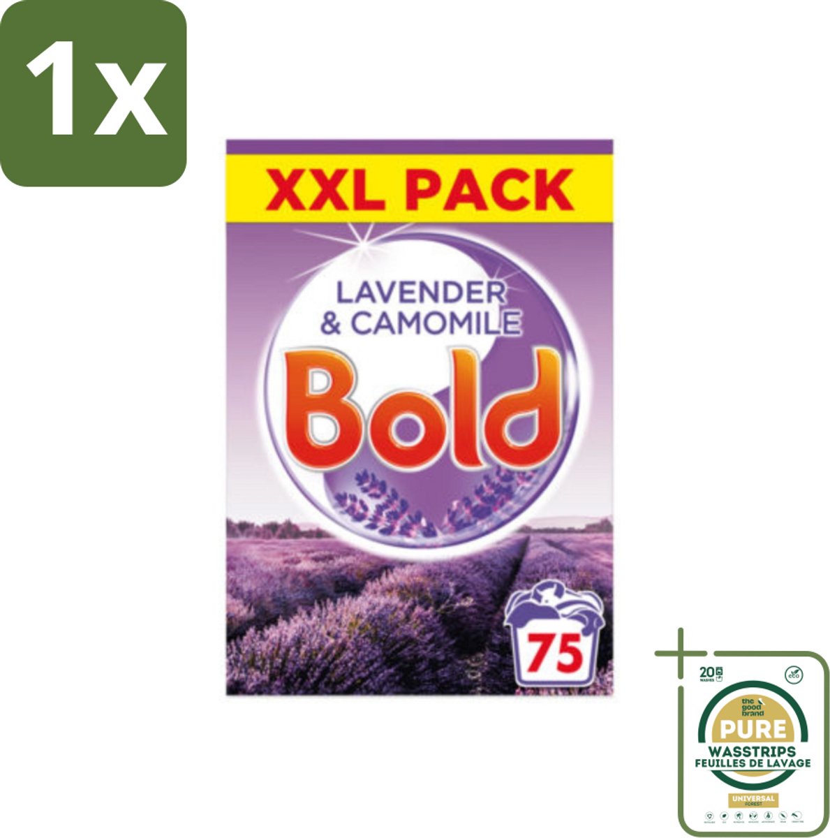 1 x BOLD - Waspoeder - 2 in 1 - Lavendel en Kamille - 75 Wasbeurten- Waspoeder - Waspoeder 2 In 1 - Waspoeder Lavendel - Waspoeder Kamille - Waspoeder 75 Wasbeurten