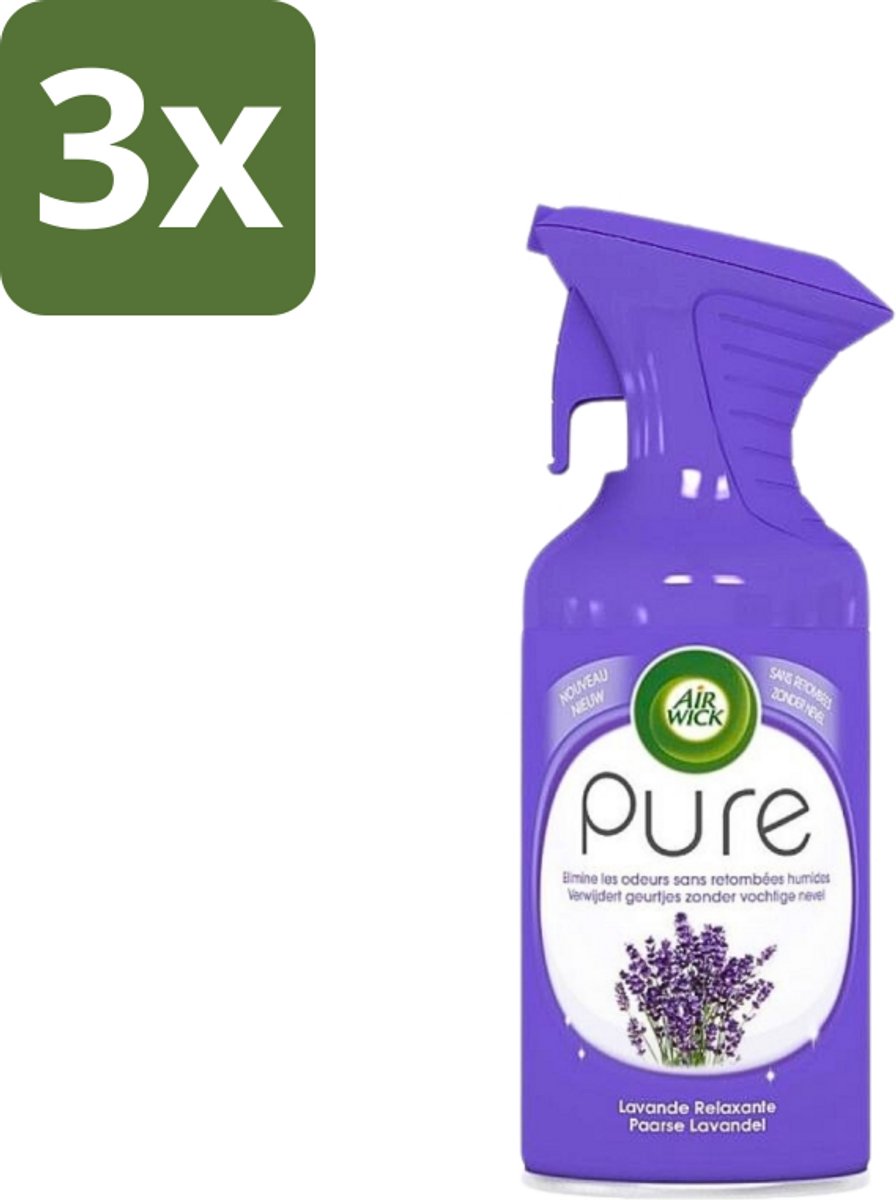 3 x Air Wick - Luchtverfrisser Spray - Paarse Lavendel - 250ml - Luchtverfrisser - Lavendel - Geur - Geurverfrisser - Luchtverfrisser Spray