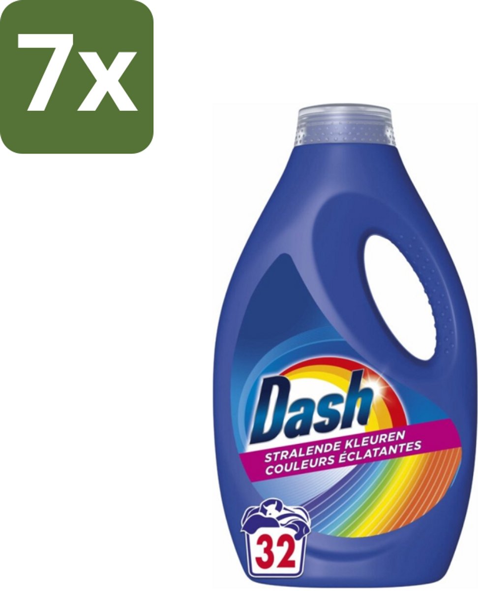 7 x Dash - Stralende Kleuren - Vloeibaar Wasmiddel - Gekleurde Was - 32 Wasbeurten - Wasmiddel Voor Gekleurde Kleding - Kleurbehoud - Stralende Kleuren - Vloeibaar Wasmiddel - Frisheid Wasmiddel
