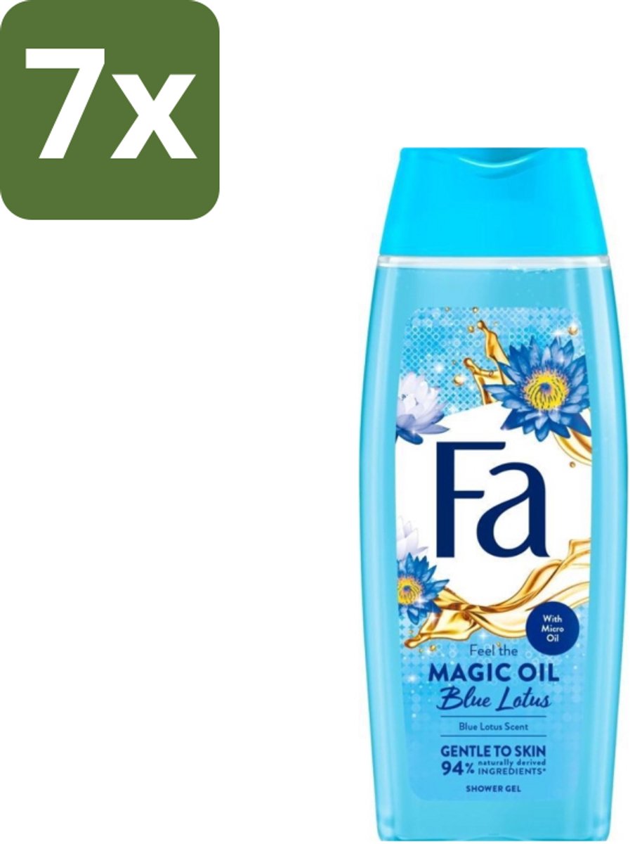 7 x Fa - Douchegel - Magische Olie - Blue Lotus Geur - 250 ml - Douchegel - Hydratatie - Huidverzorging - Zijdezachte Huid - Frisse Geur