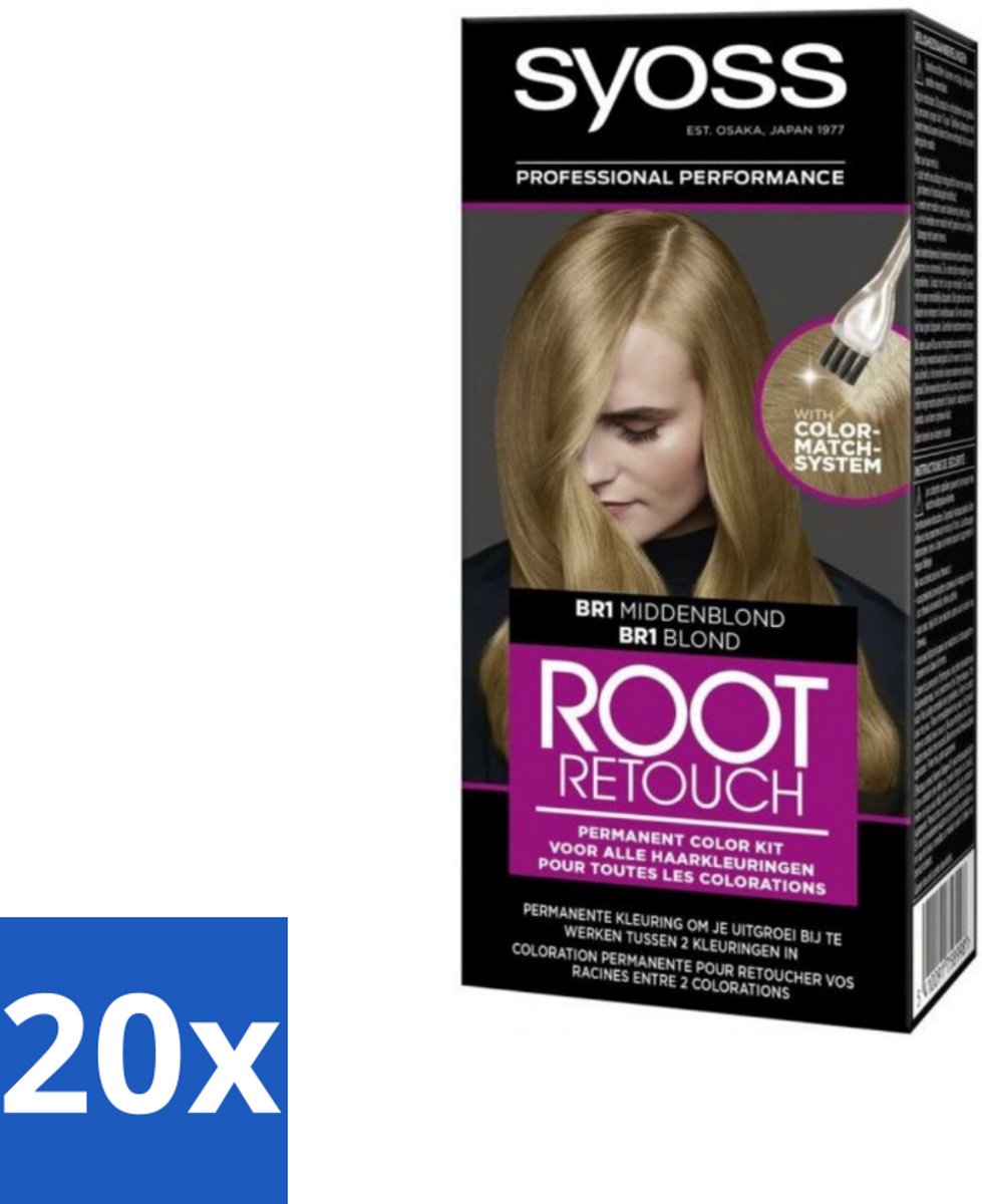 20 x Syoss - Haarverf - Root Touch-up - BR1 Middenblond - 1 Haarkleuring - Haartint - Uitgroeikleuring - Root Touch-up - Haarverf - Haarverf BR1