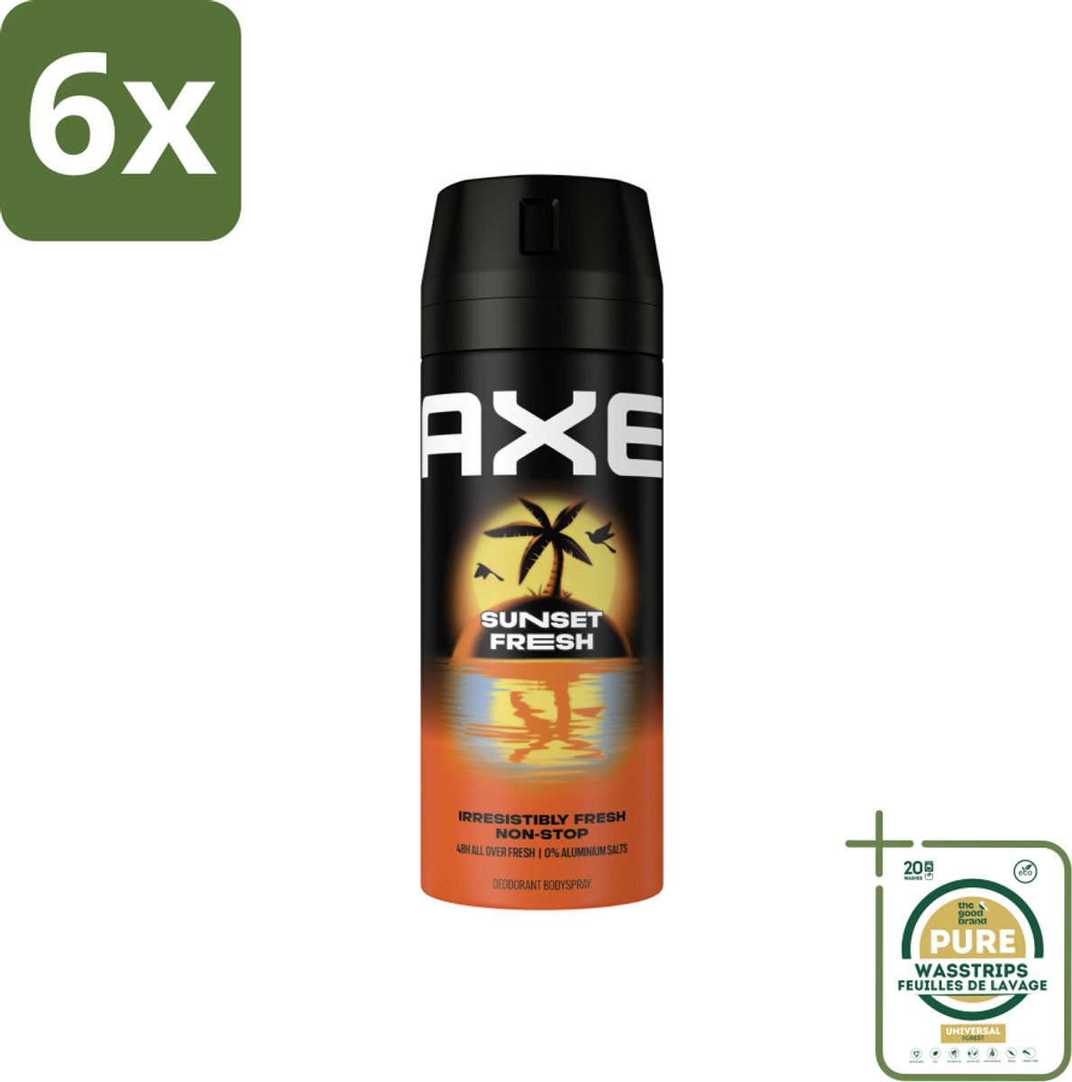 Axe – Deodorant – Sunset Fresh – 150 ml - Voordeelverpakking - 6 stuks - Zink - Zink zap