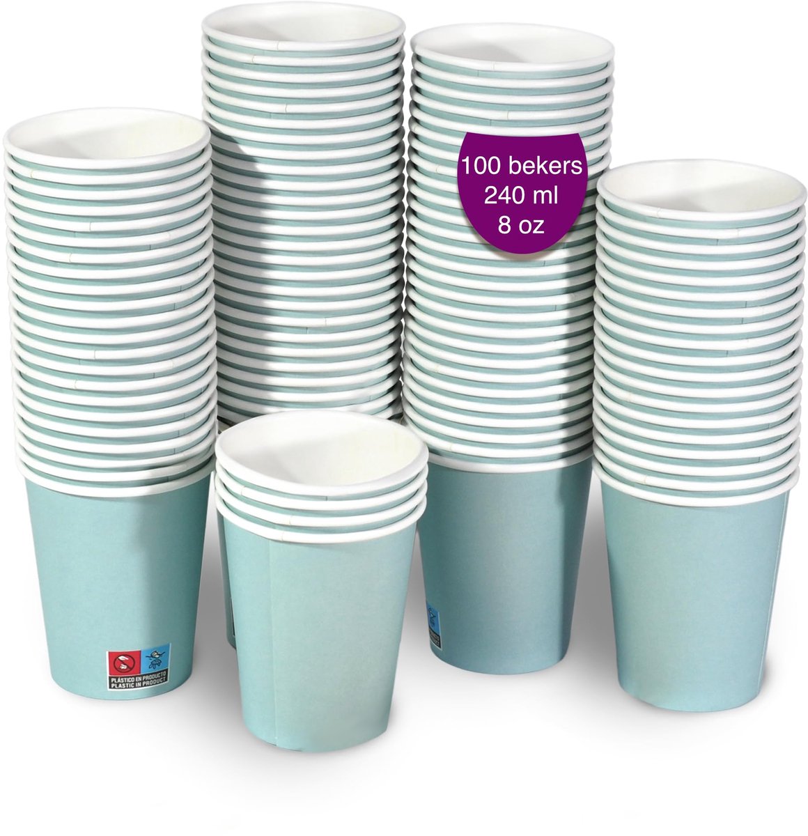 GoBeTree Papieren Bekers Blauw 240 ml (8 oz), 100 stuks wegwerp voor kinderverjaardag, babyshower jongen, gender - ShopVlot