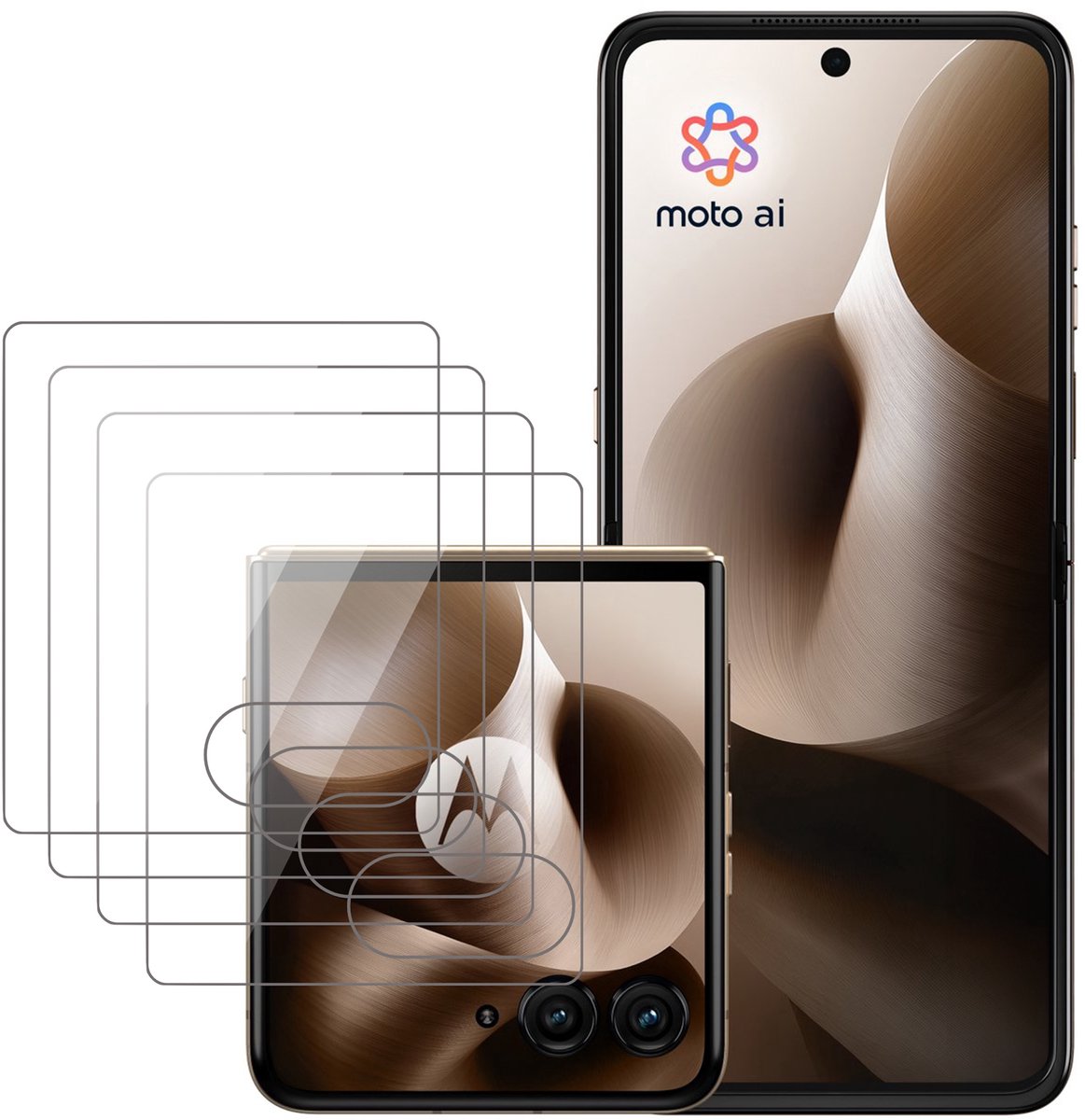 Screenprotector geschikt voor Motorola Razr 70 Ultra / 60 Ultra – 4 Stuks – UltraClear Gehard Glas – Case Friendly – 9H Krasbestendig