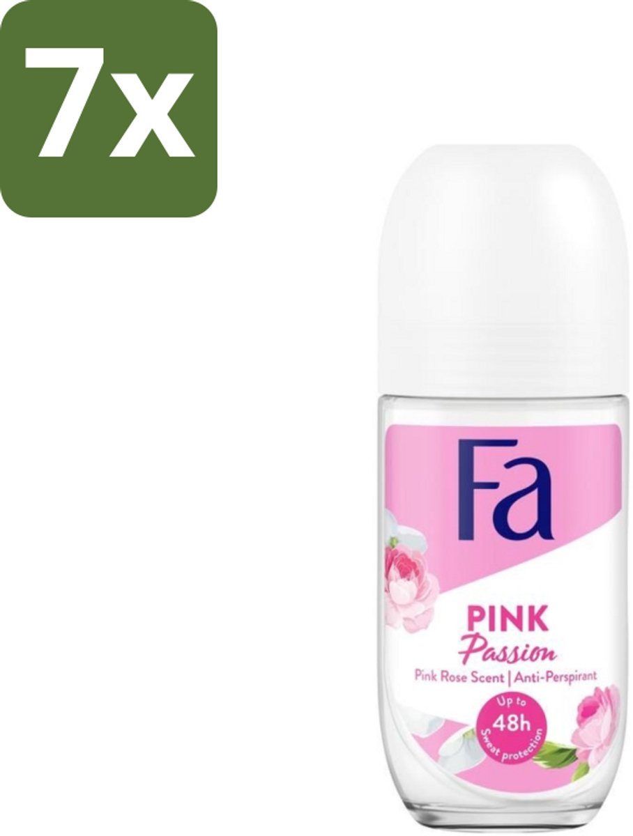 7 x Fa Deodorant Roller Pink Passion 50 ml - Deodorant Roller - Frisheid - Bloemige Geur - Transpiratiegeur - Huidverzorging