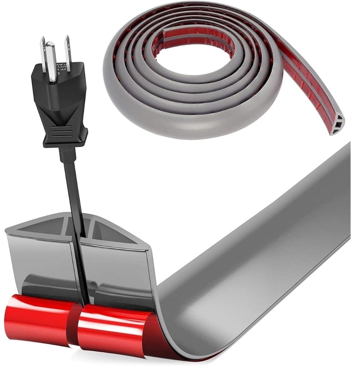 Klarven® Kabelmat Grijs - Flexibel - Beschermt Kabels, Veilig Overzichtelijk, Geen Montage - B 3cm L 3m