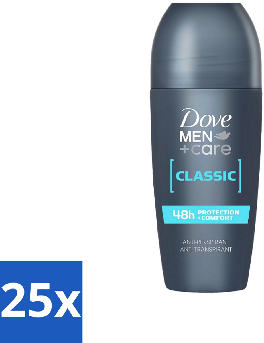 25 x Dove Men+Care - Classic - Deodorant Roll-on - Anti-Transpirant - 50 ml - Bescherming Tegen Transpiratie - Huidbescherming - Roll-on - Mannelijke Huid - Geur