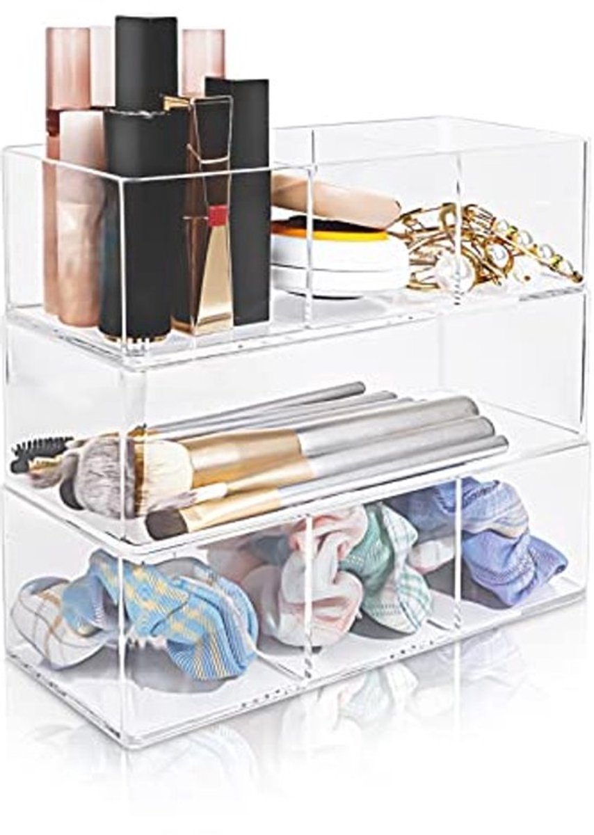 Cosmetische Organizerset met Schuifladen en 7 Vakken - Stijlvolle Make-up en Accessoire Opbergdozen