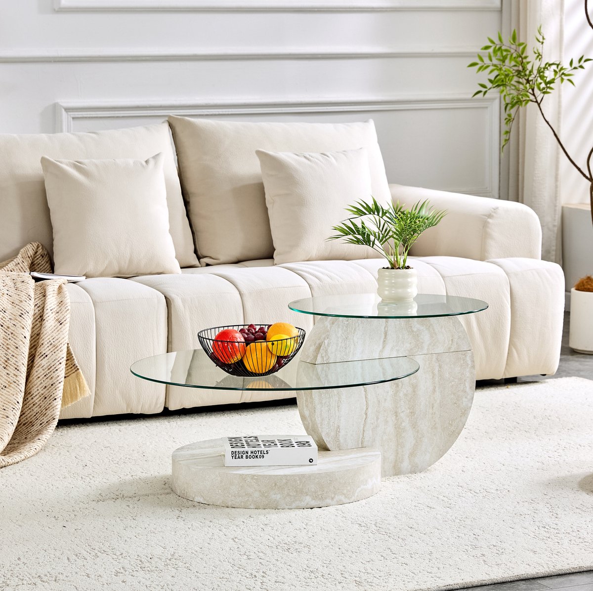 STILVORA Salontafel - Tweelaags Design Met Veiligheidsglas En Opbergruimte - Voor Woonkamer En Interieur - Hout Glas - 78,5x78,5x24,5 Cm - Lichtgrijs
