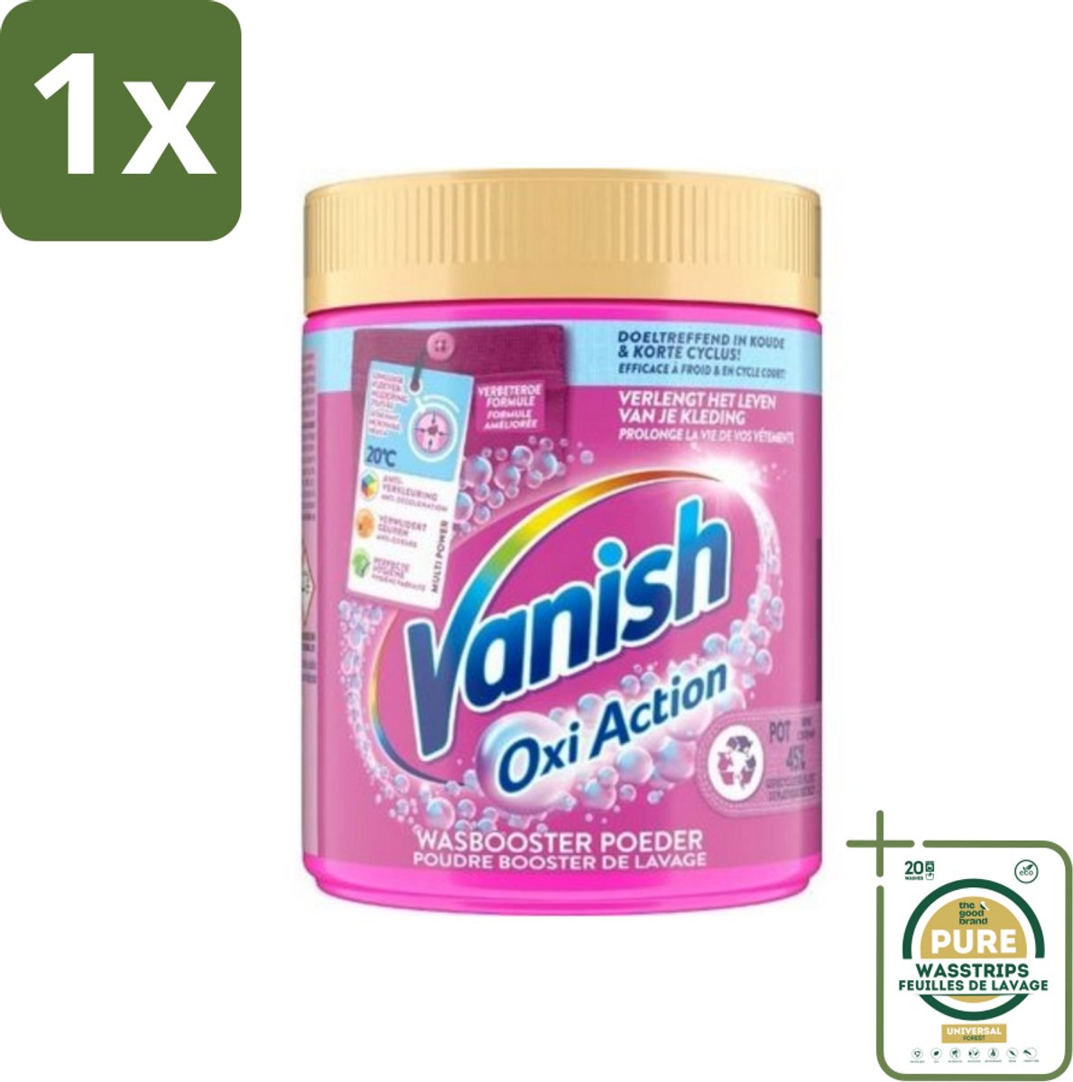 1 x Vanish Oxi Action - Vlekkenverwijderaar Poeder - Zonder Bleek - Gekleurde Was - 530 Gram- Vlekkenverwijderaar - Wasbooster - Kleurvervanging - Geurneutralisatie - Frisse Was