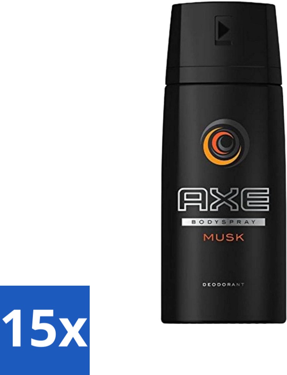 15 x Axe - Deodorant Bodyspray - Musk - 150 ml - Axe Musk Bodyspray - Deodorant Voor Mannen - Frisheid - Geur - Huidbescherming