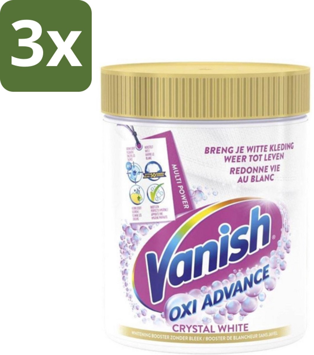 3 x Vanish Oxi Advance - Kristalwit - Vlekkenverwijderaar Poeder - Witte Was - 840 Gram - Wit Was - Vlekkenverwijderaar - Witte Was - Vlekkenverwijderen - Wasmiddel