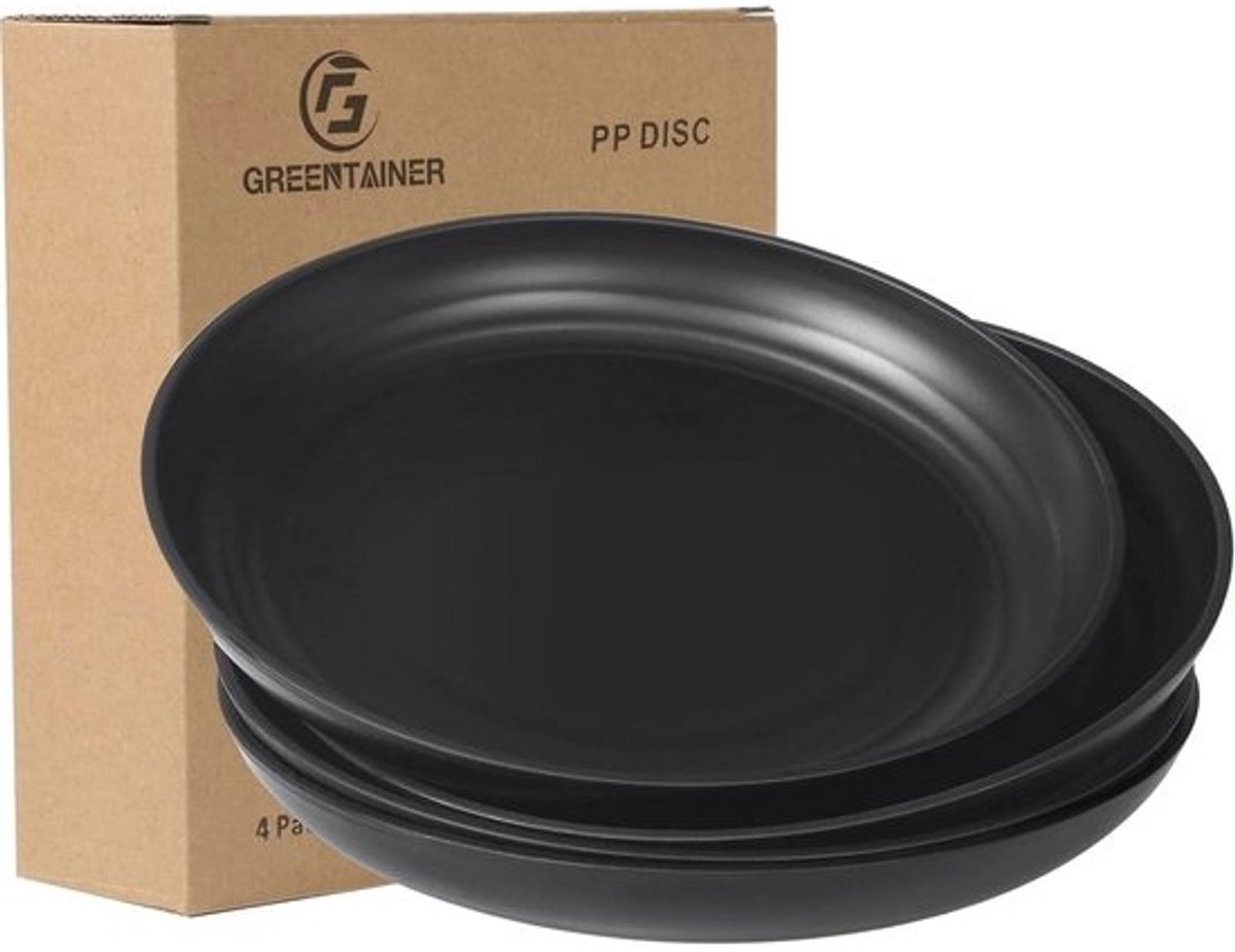 4-delige platte borden voor pizza, pasta, en salade - veilig en onbreekbaar servies voor het gezin, magnetron- en vaatwasmachinebestendig