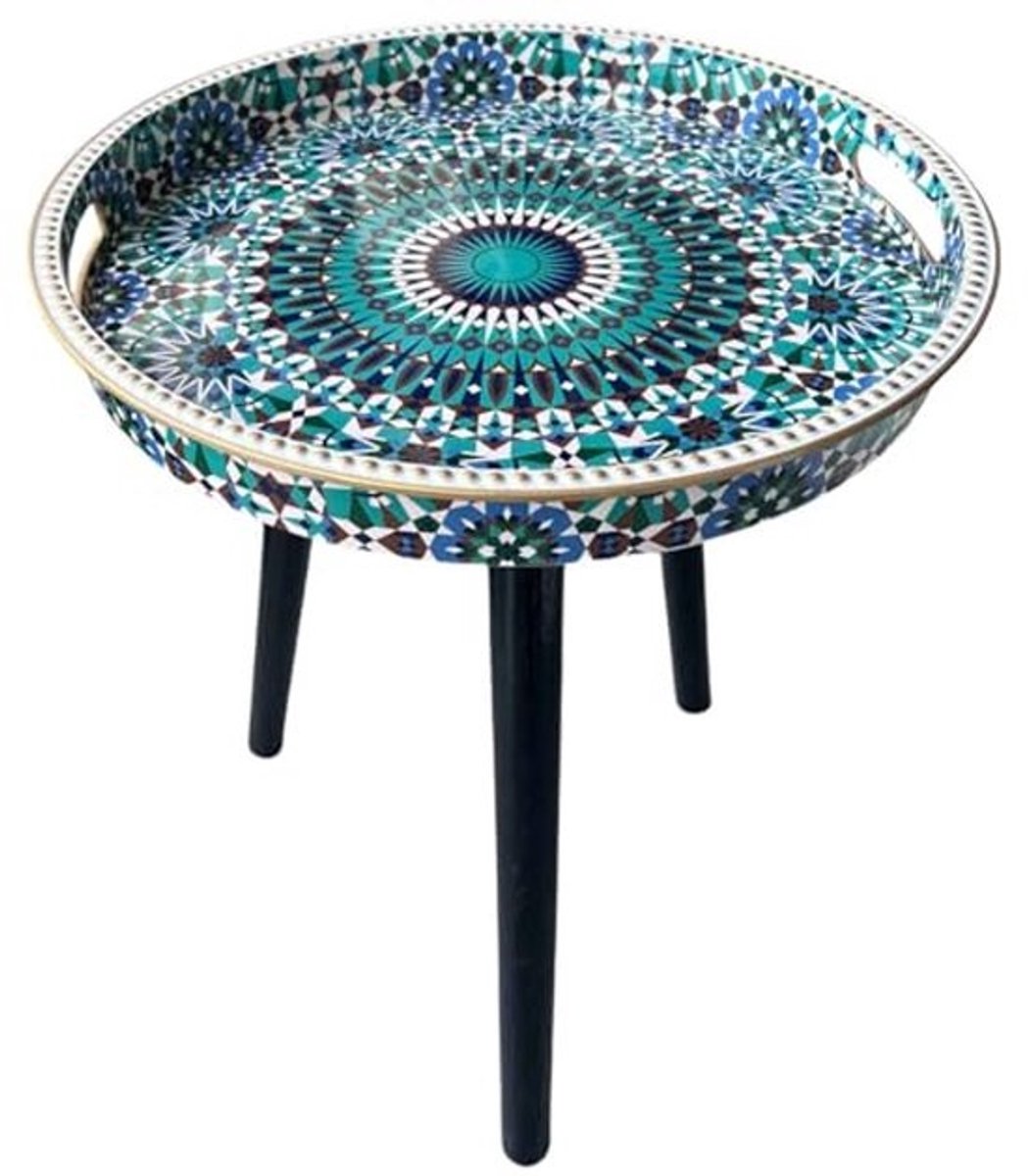 Ronde Tafel Met Houten Poten - Veelzijdige Bijzettafel Voor Koffie en Ontspanning
