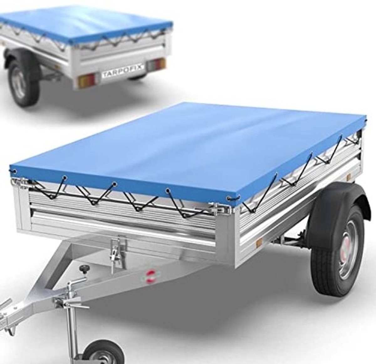 Aanhangerzeil 257,5 x 134,5 cm | Platte zeil van PVC | Afdekzeil voor autoaanhanger tot 1300 kg