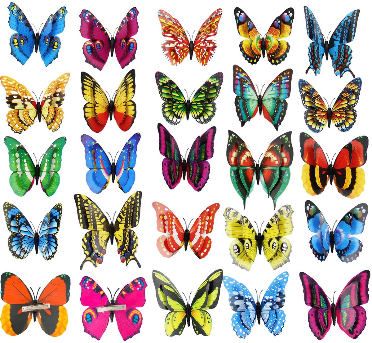 Elzusha - Set van 20 Kleurige 3D Vlinder Clips voor Decoratie
