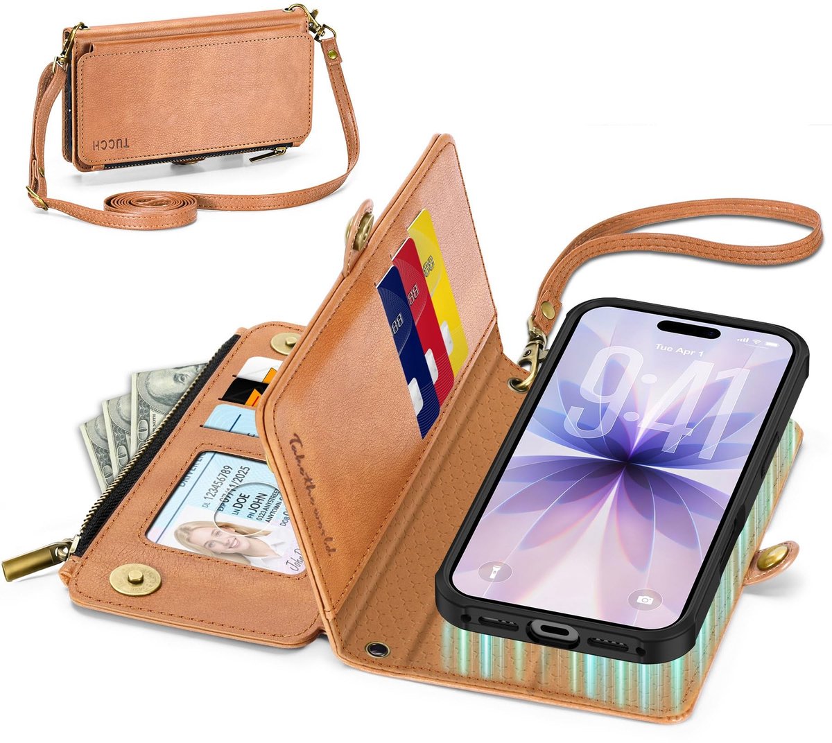 Elzusha - Crossbody Wallet Case voor iPhone 17 met RFID Blokkering