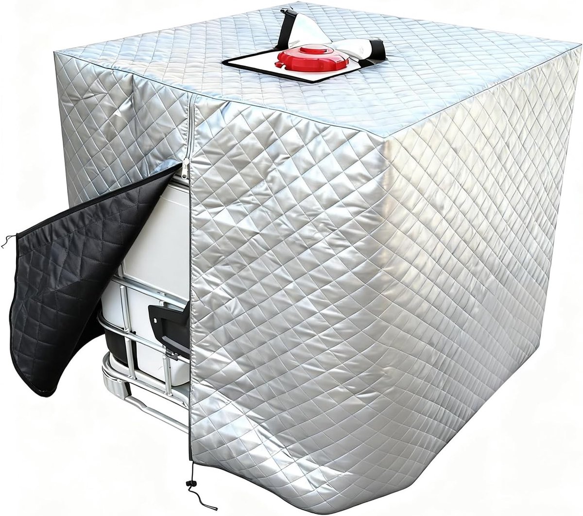 Winterbestendige IBC Tankhoes - Dikke Thermische Bescherming met Rits, Vorstbescherming voor Regenwatertank, 1000 L, 120 x 110 x 116 cm, Stofdicht, Sneeuwbestendig en UV-Bescherming