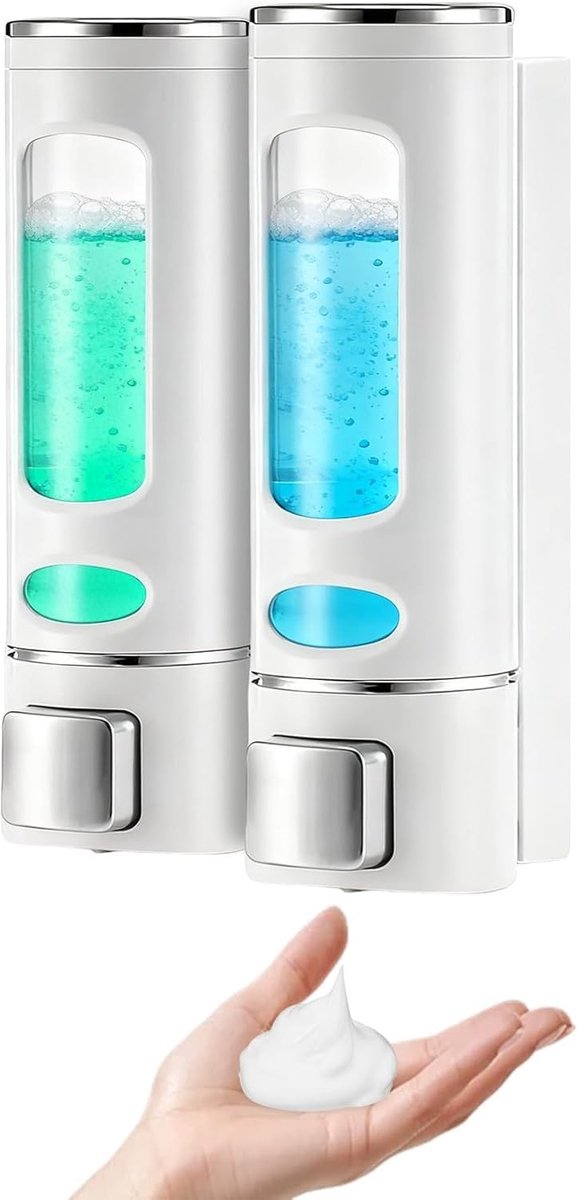 Elzusha - Wandzeepdispenser met 2 Compartimenten en 400 ml Capaciteit