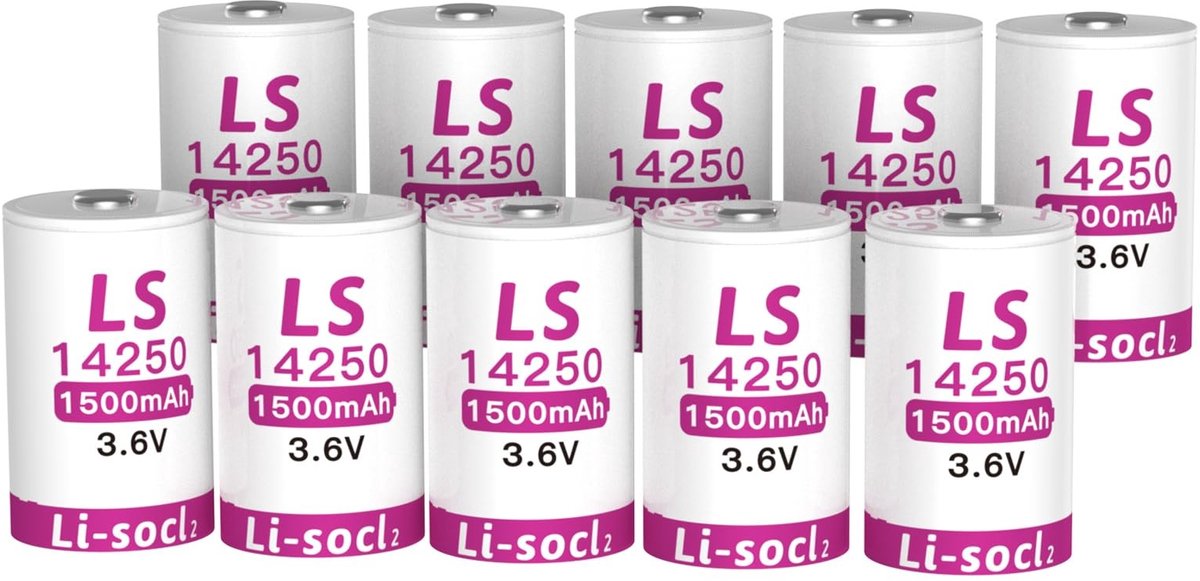 Elzusha - 10 Stuks LS14250 3.6V 1500mAh Lithium Batterijen, Niet Oplaadbaar