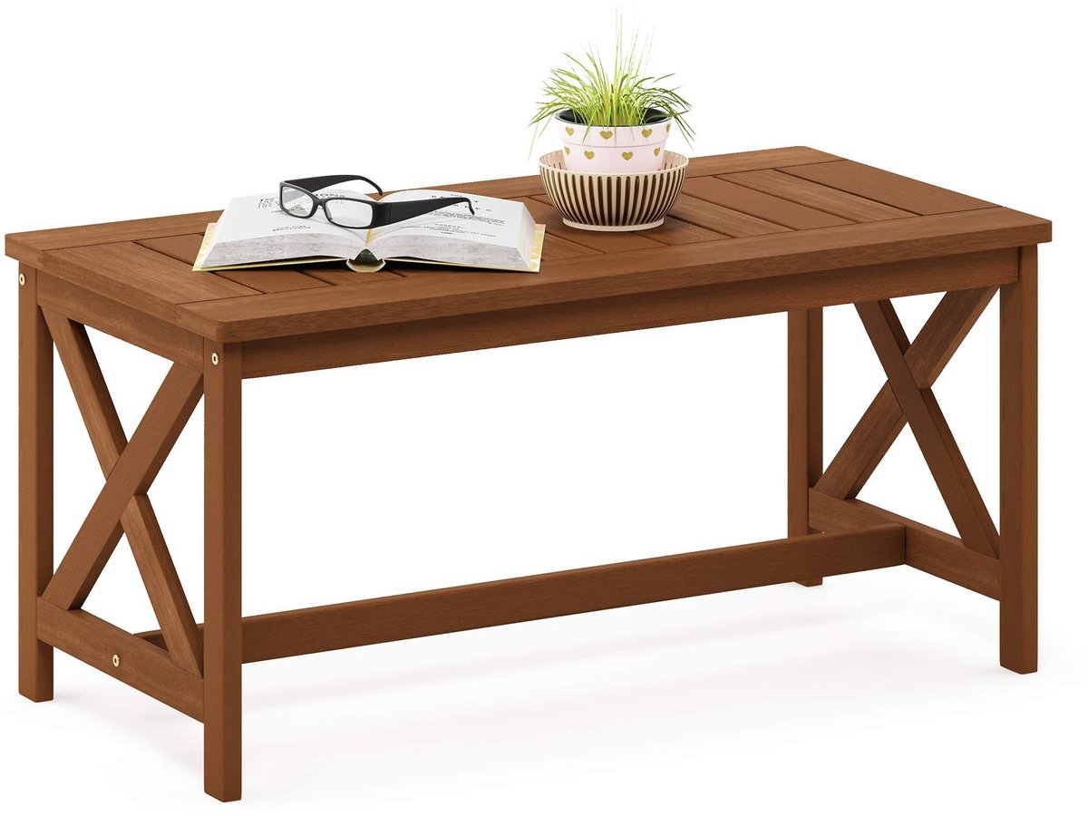 Elzusha - Teak Houten Salontafel met X-Vormige Poten