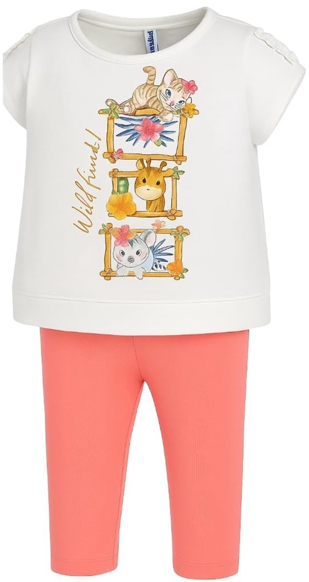 Elzusha - Babyset met dierenprint T-shirt en roze leggings - 6-24 maanden
