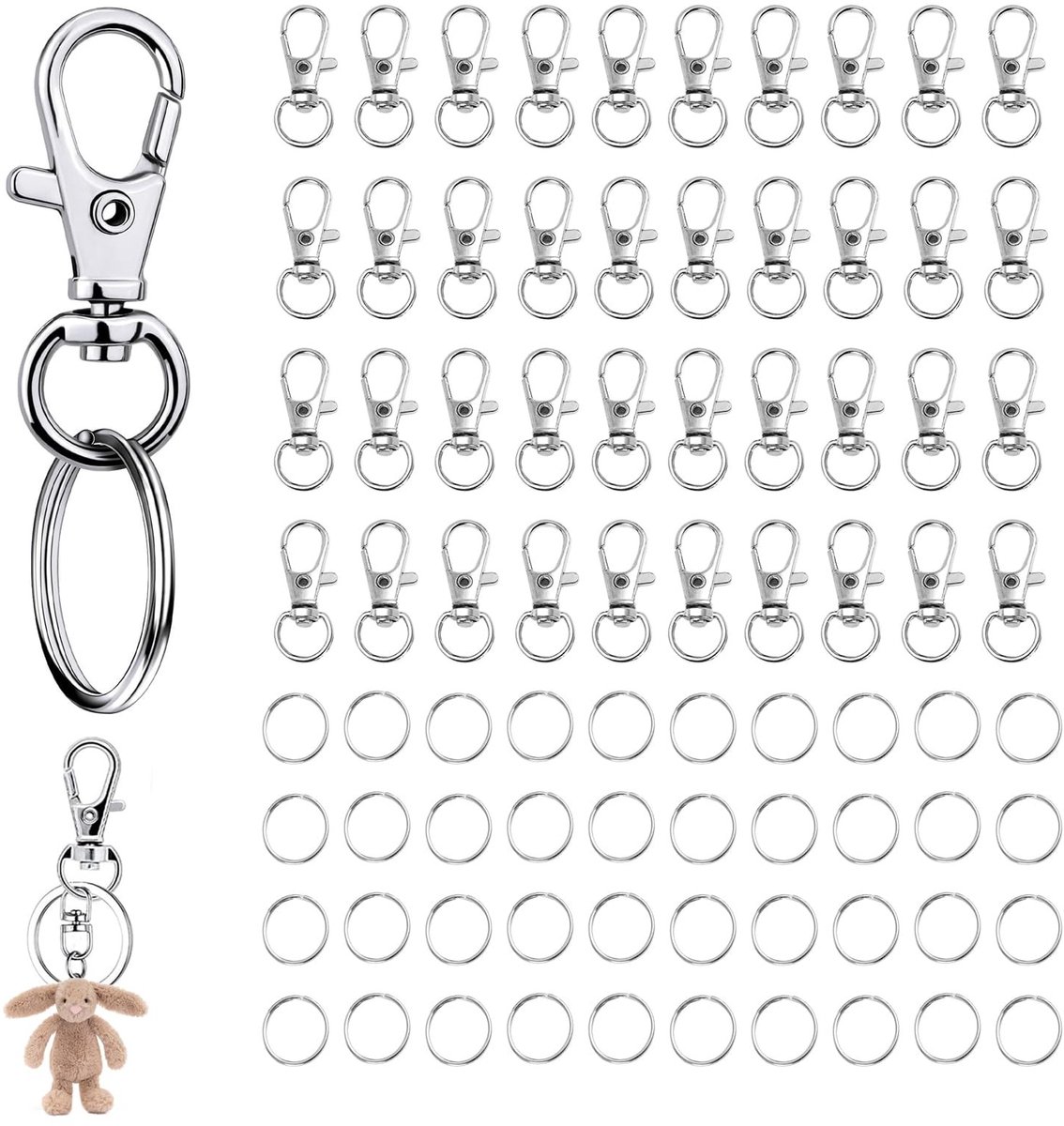 Elzusha - Carabiner Haak met Sleutelhanger en Ringen