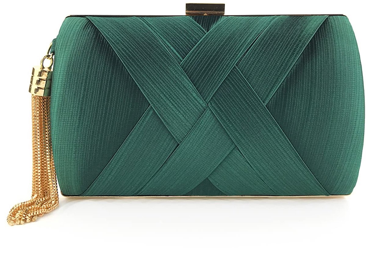 Elzusha - Avond Clutch Tas met Kwastje - Groen
