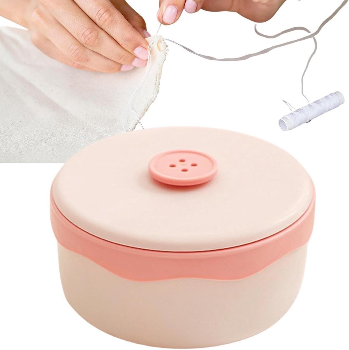 Naaibox Organizer - Knutselset Compact - Snelle Reparaties - Magnetische Naaldhouder - 20 x 20 x 6 cm - Grijs