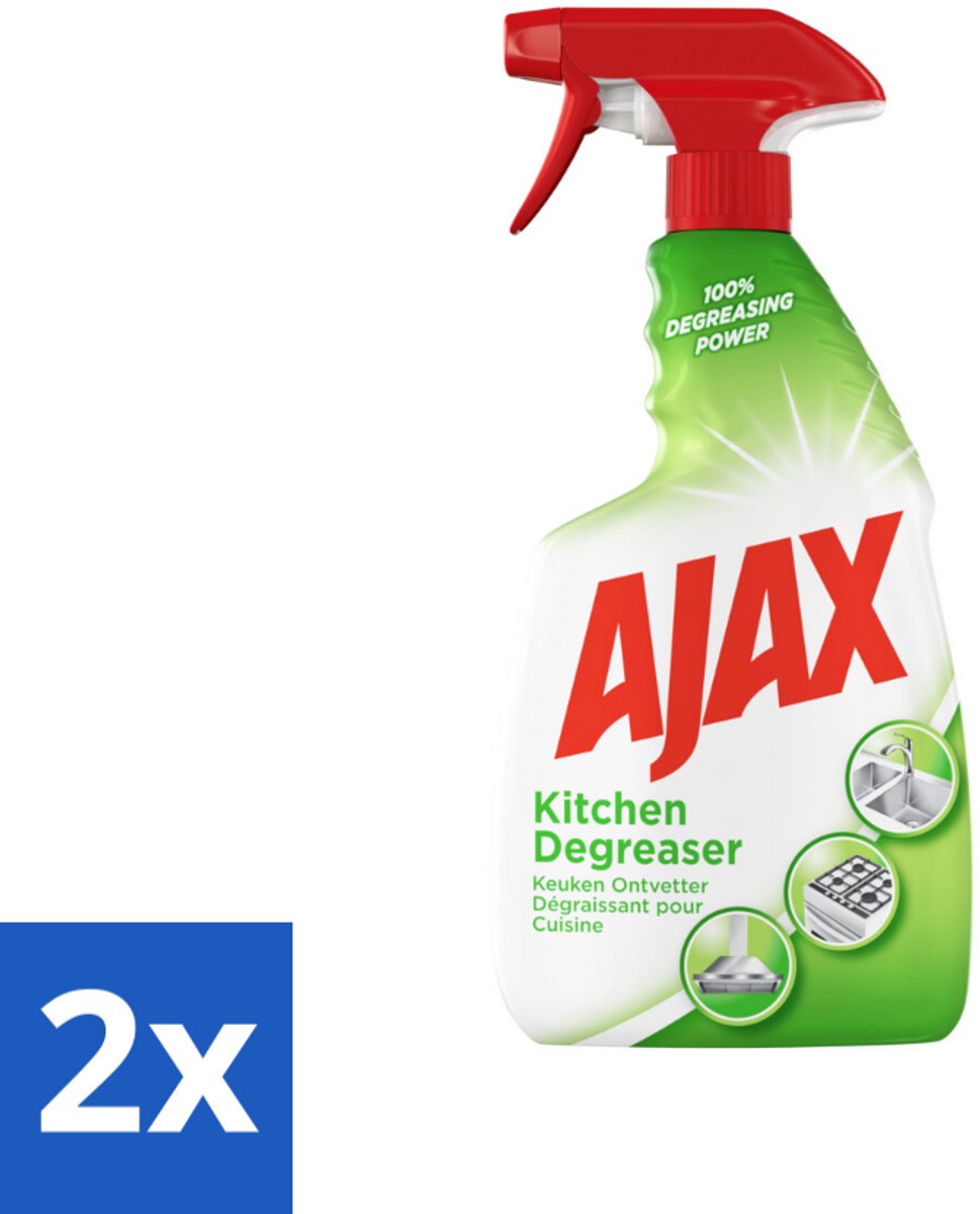 Ajax - Keuken Ontvetter Spray - Verwijdert Hardnekkig Vet - 750 ml - Voordeelverpakking - 2 stuks