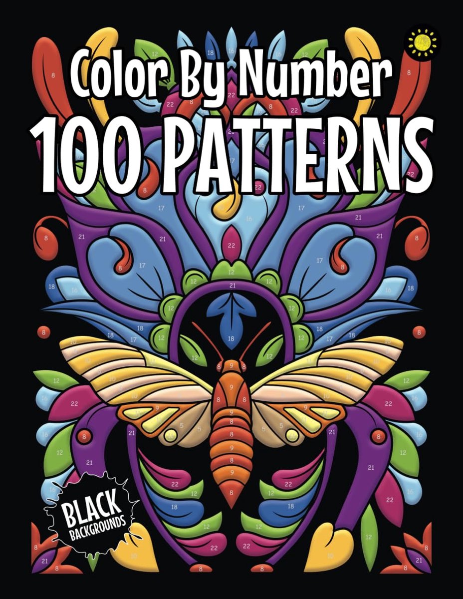 100 Patterns Color By Number for Adults (Black Backgrounds): The Best 100 Color By Number Pattern Designs for Adults - ShopVlot