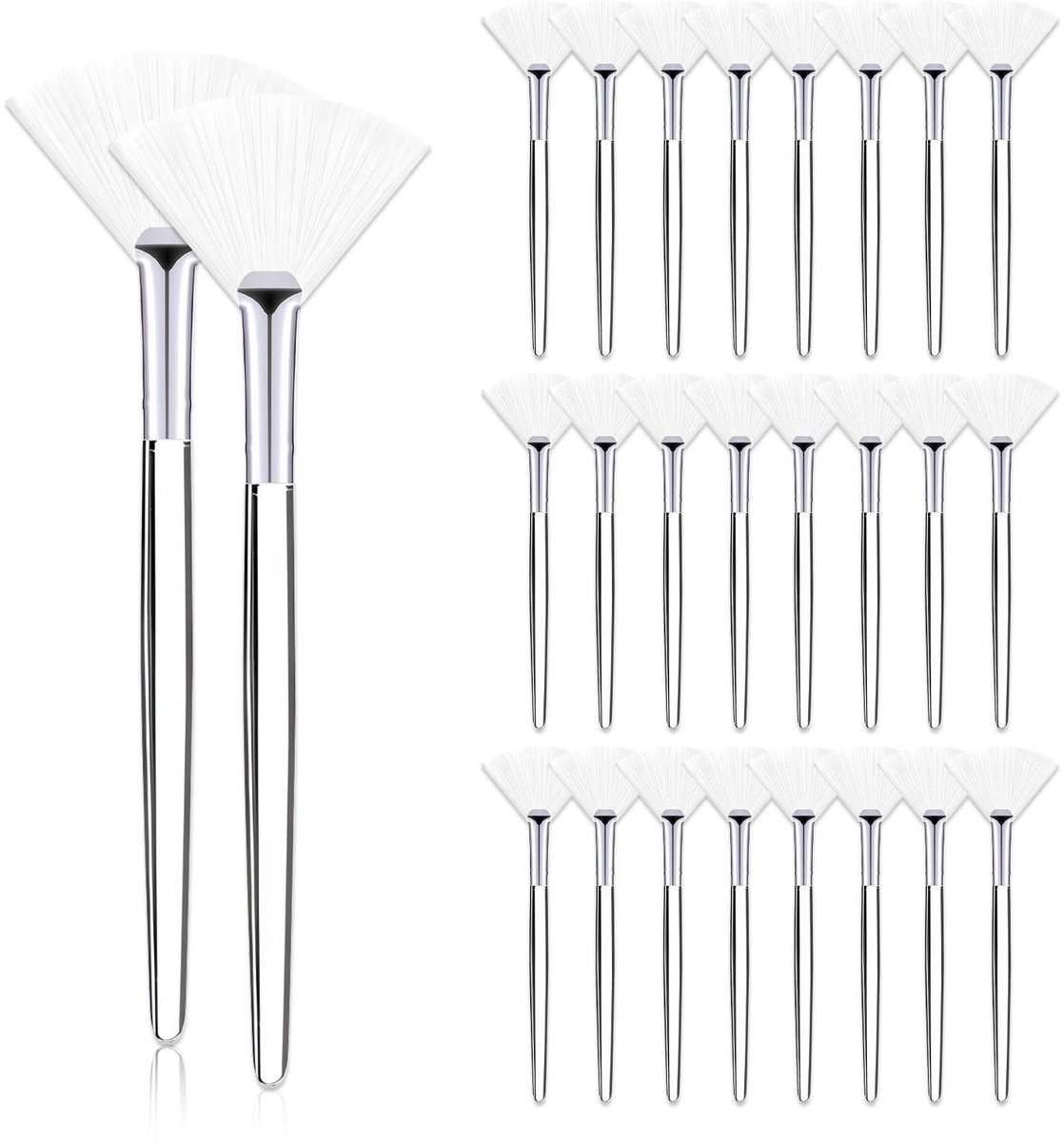 Solidchoice - Set van 24 Platte Kop Cosmetische Borstels voor Gezichtsverzorging (Wit)